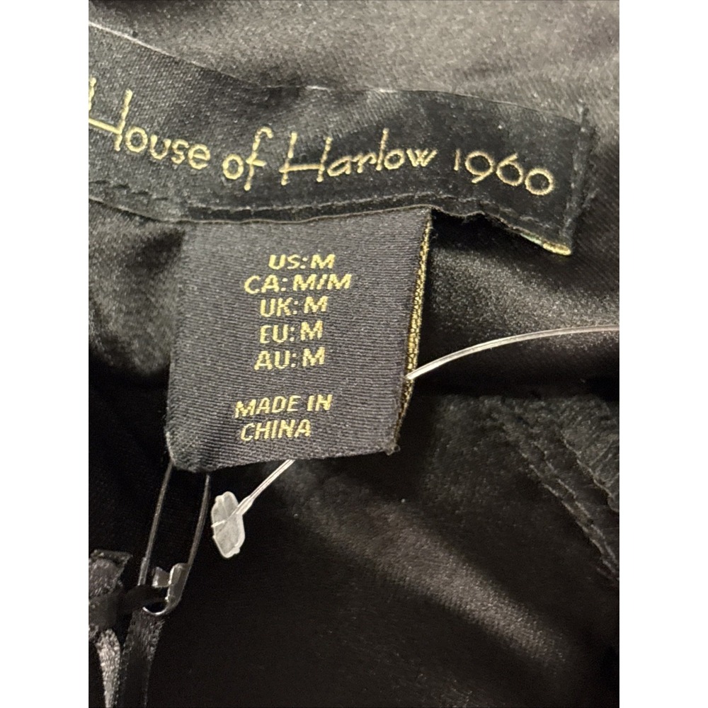 New House of Harlow 1960 Black‎ Satin With Sequins Spagetti Straps Dress Size M - Picture 14 of 16